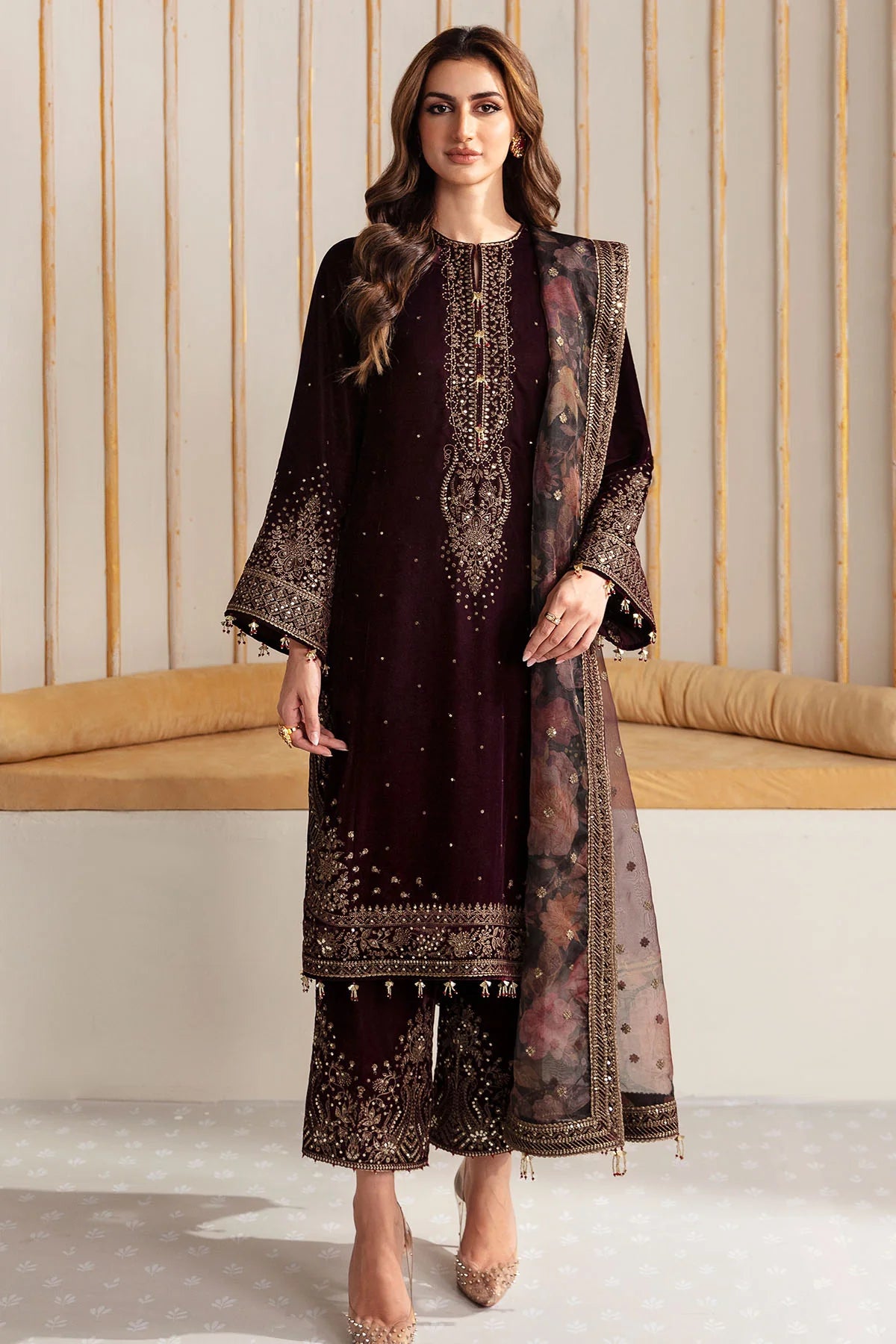 EMBROIDERED VELVET FORMAL VF-2012