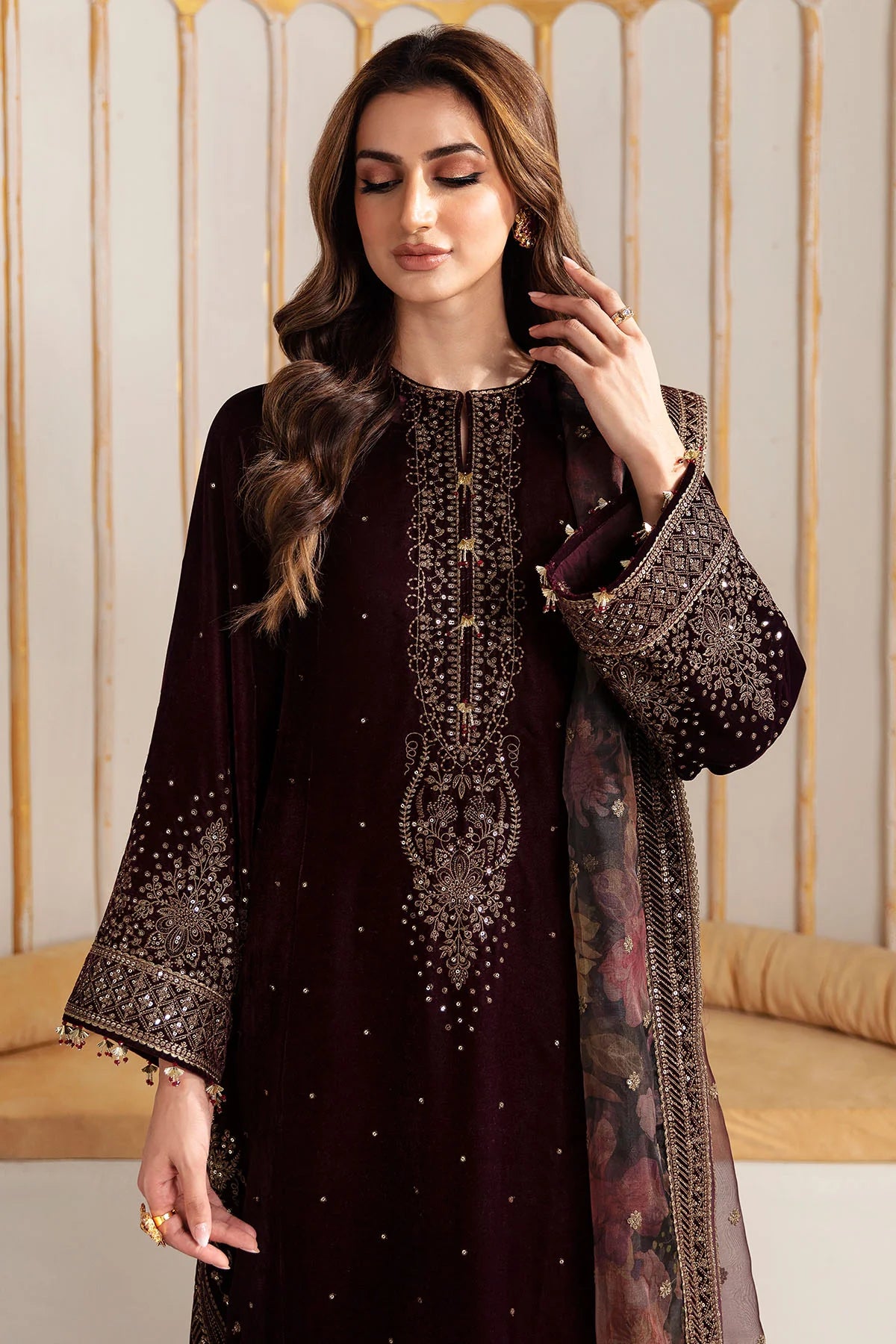 EMBROIDERED VELVET FORMAL VF-2012