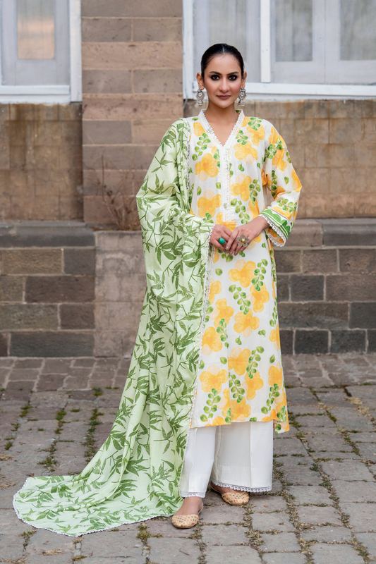 3 PC Unstitched | Printed Lawn Suit