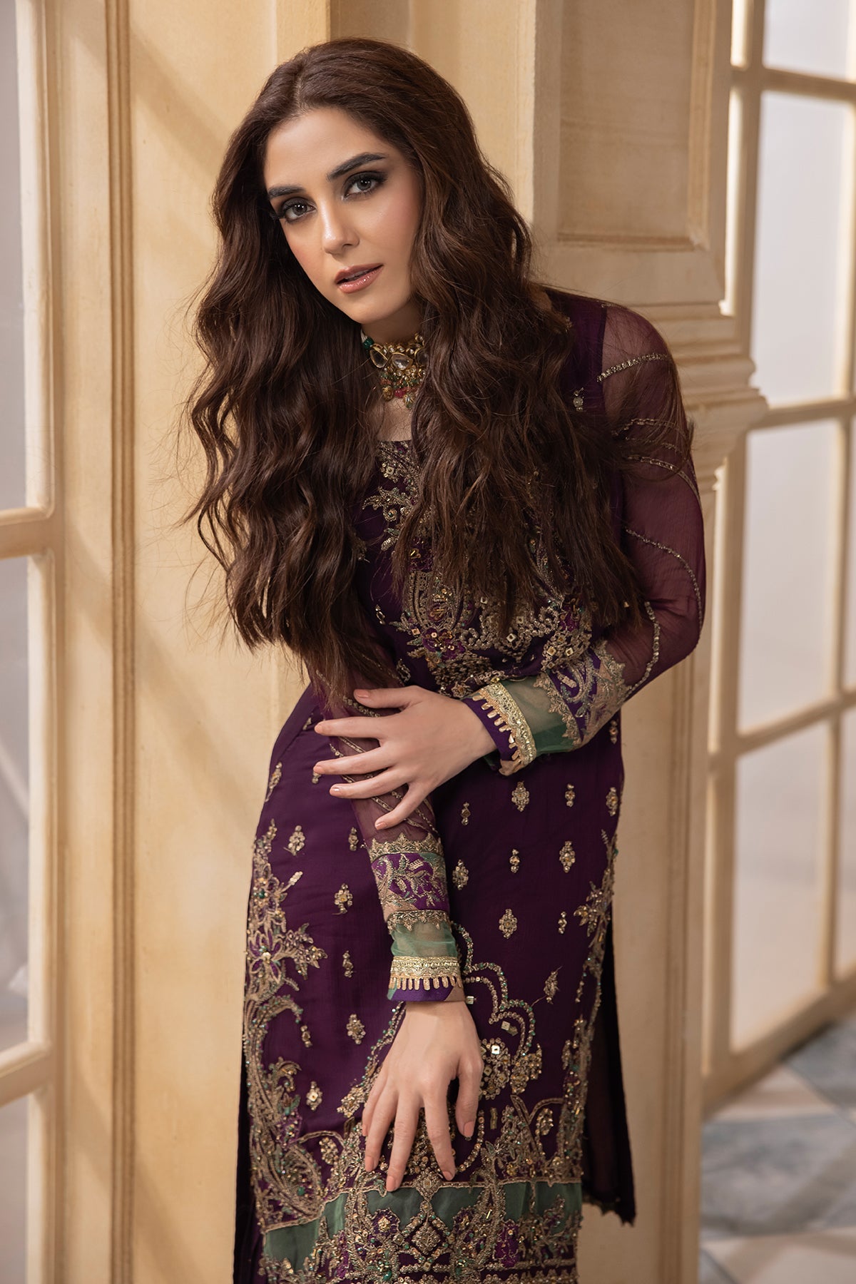 3-PC UNSTITCHED PREMIUM LUXURY HANDWORK CHIFFON WITH PREMIUM EMBROIDERED DUPATTA DJW4-03