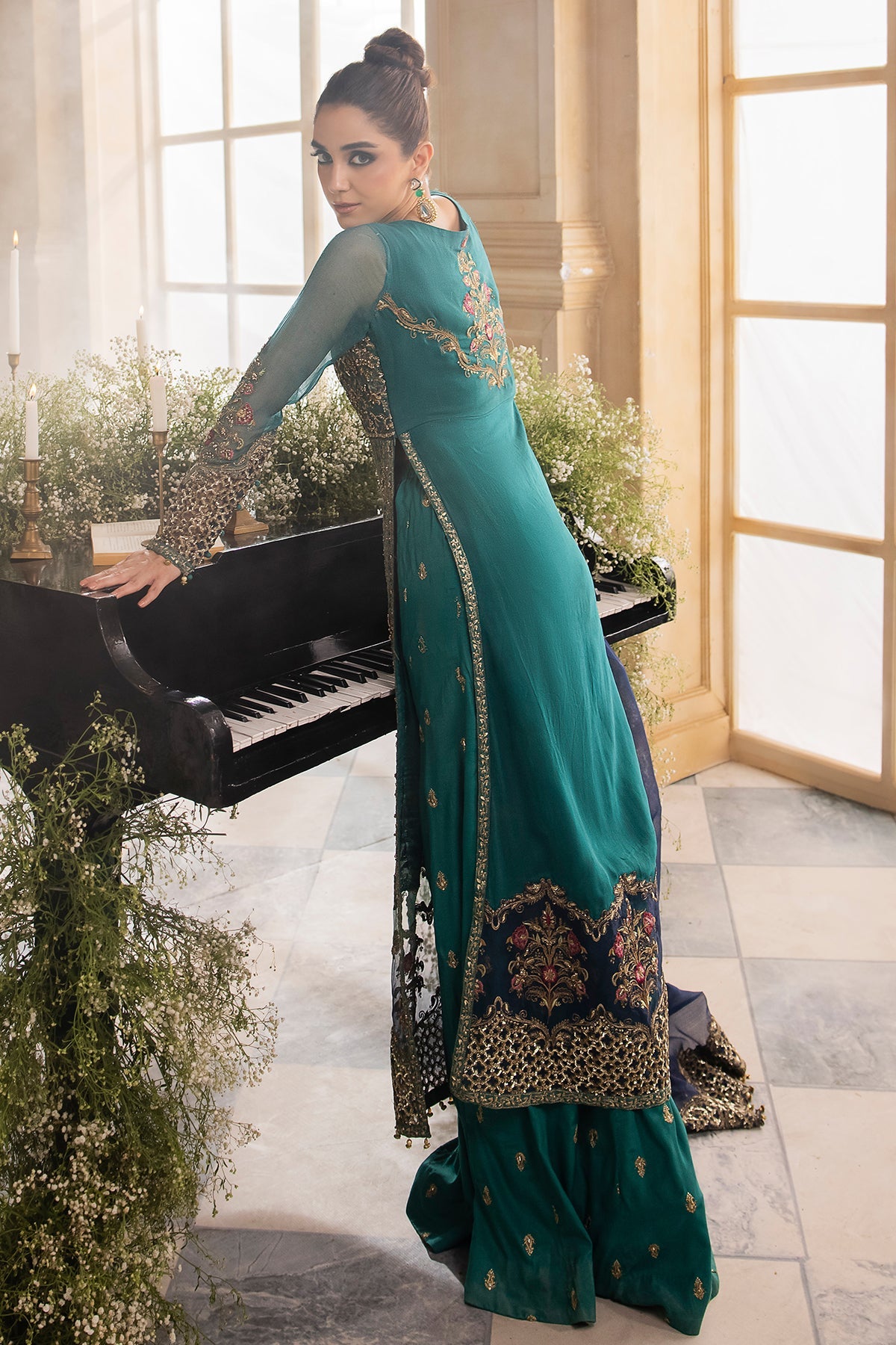 3-PC UNSTITCHED PREMIUM LUXURY HANDWORK CHIFFON WITH PREMIUM EMBROIDERED DUPATTA DJW4-07