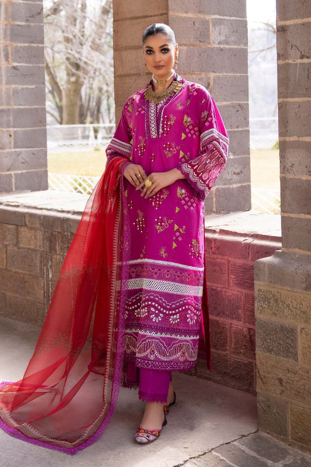 3PC Unstitched | Embroidered Lawn Suit | Sublimation Dupatta