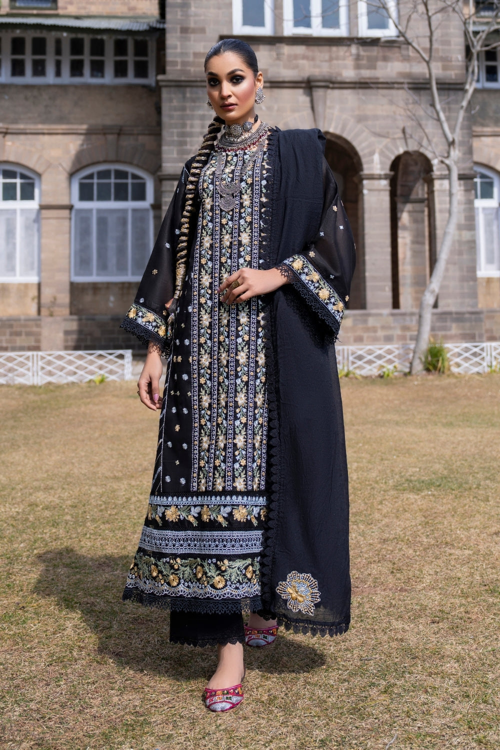 3PC Unstitched | Embroidered Lawn Suit | Slub Lawn Dupatta