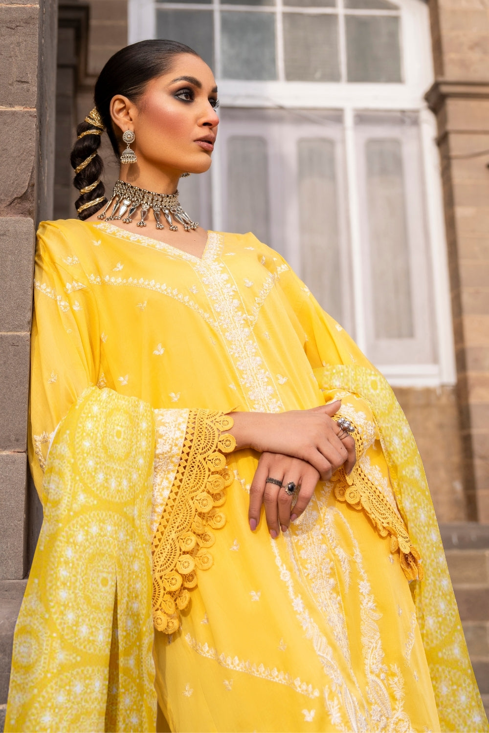 3PC Unstitched | Embroidered Lawn Suit | Chiffon Dupatta