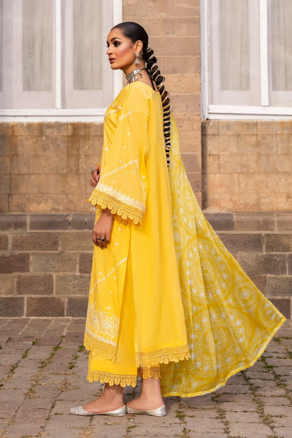 3PC Unstitched | Embroidered Lawn Suit | Chiffon Dupatta