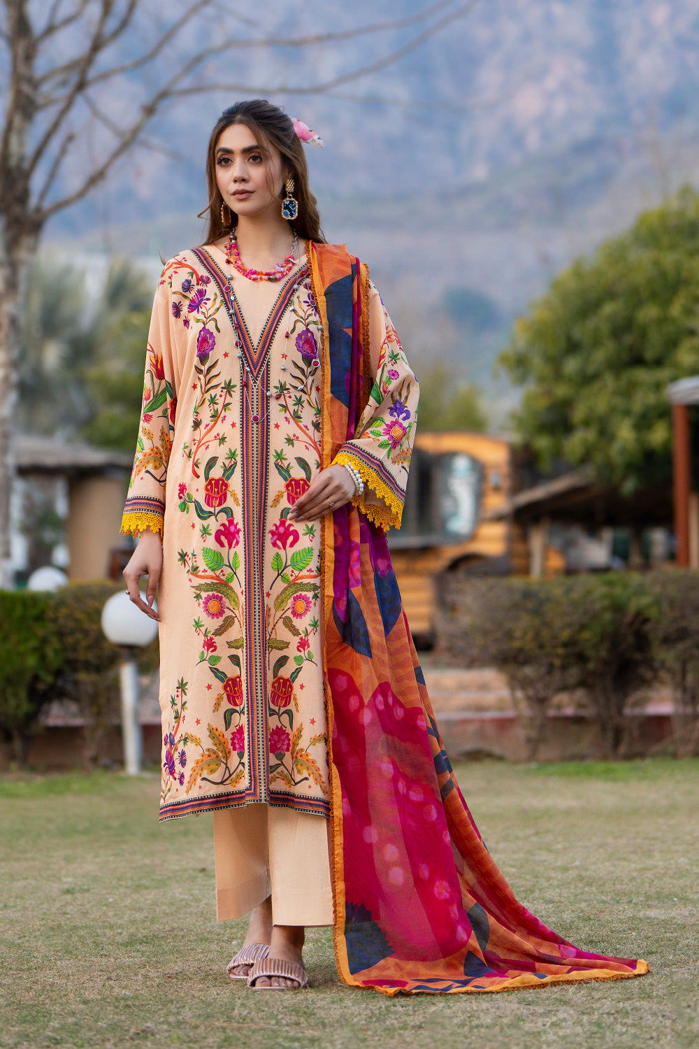 3PC Unstitched | Printed Lawn Suit