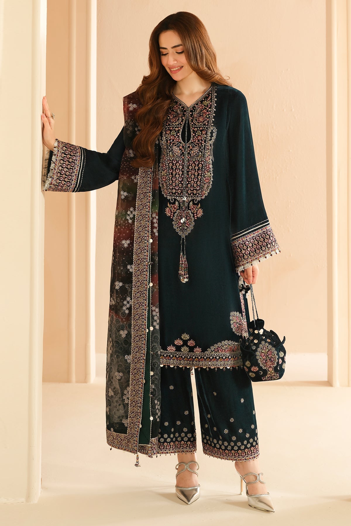 EMBROIDERED VELVET FORMAL VF-2039