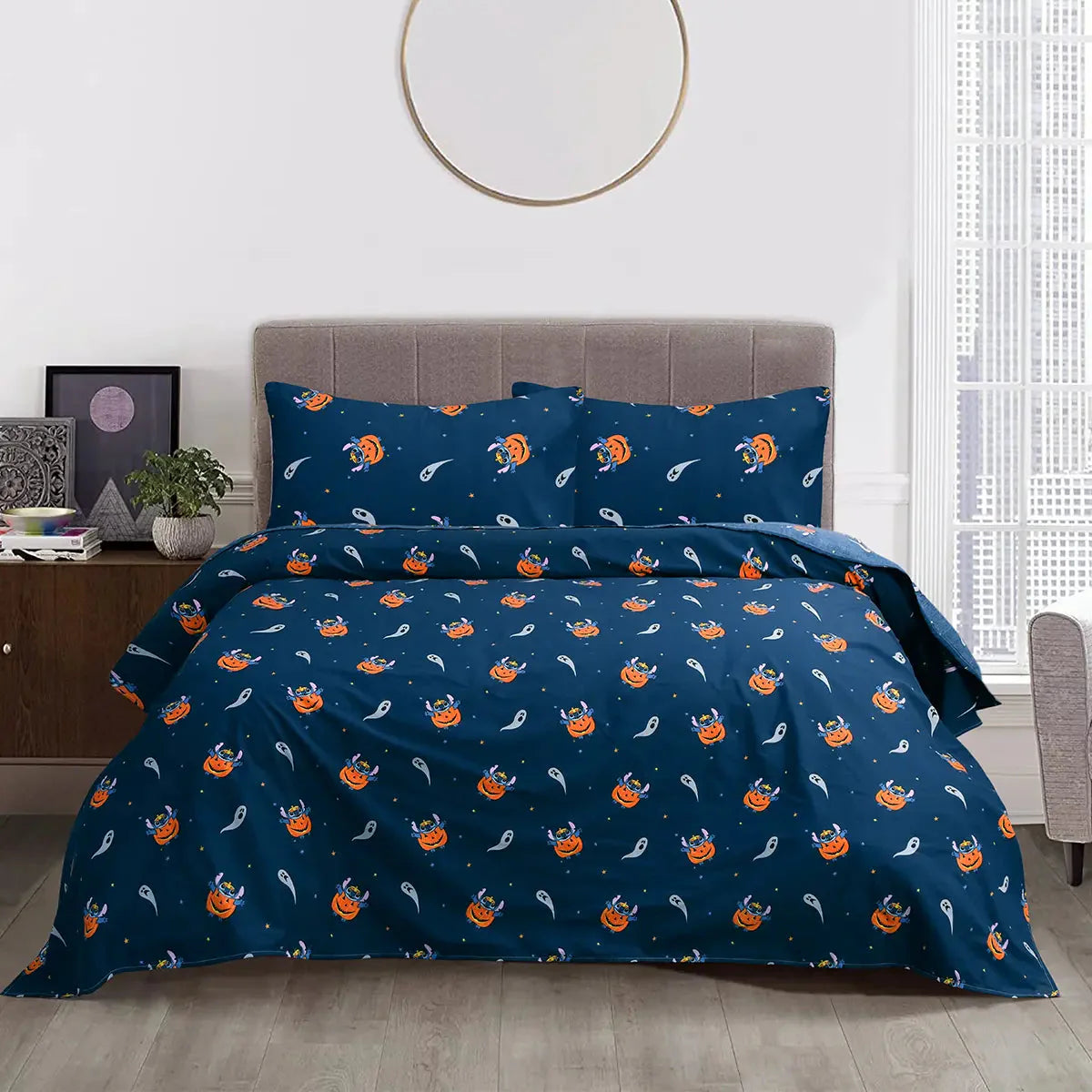 BED SHEET HALLOWEEN HAUNTS - KING Printed Range 144 TC HOMBEDROO 