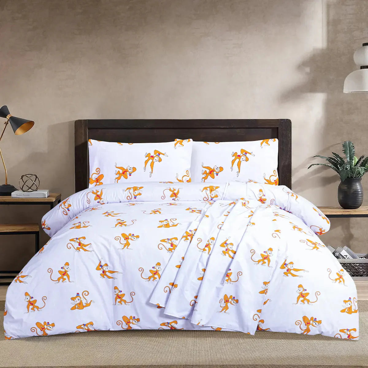 BED SHEET MONKEY KUNG FU - KING Printed Range 144 TC HOMBEDROO 