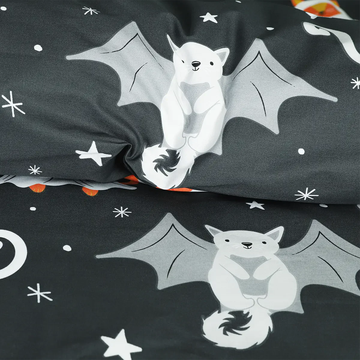 BED SHEET MOONLIT FELINE & BAT - KING Printed Range 144 TC HOMBEDROO 