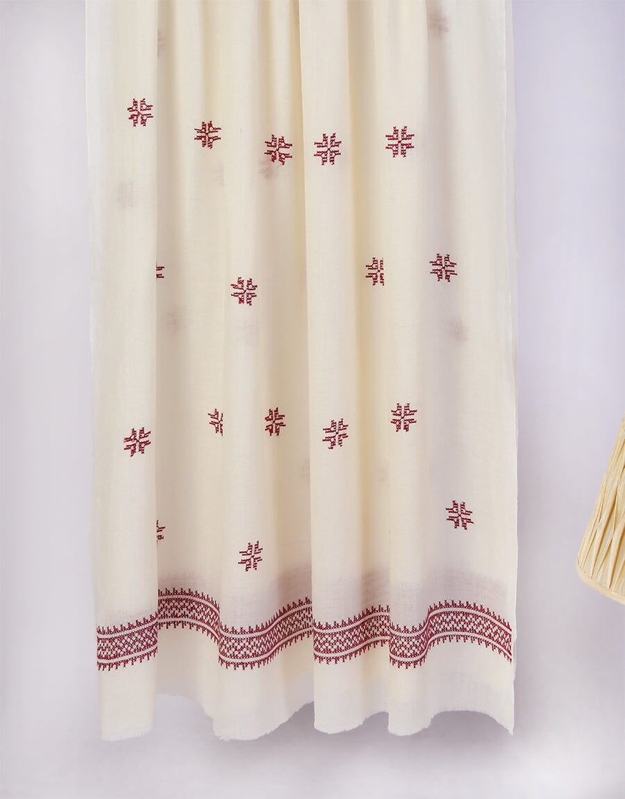 Embroidered Shawl CS-108 Off White Apparel & Accessories KHAS STORES 
