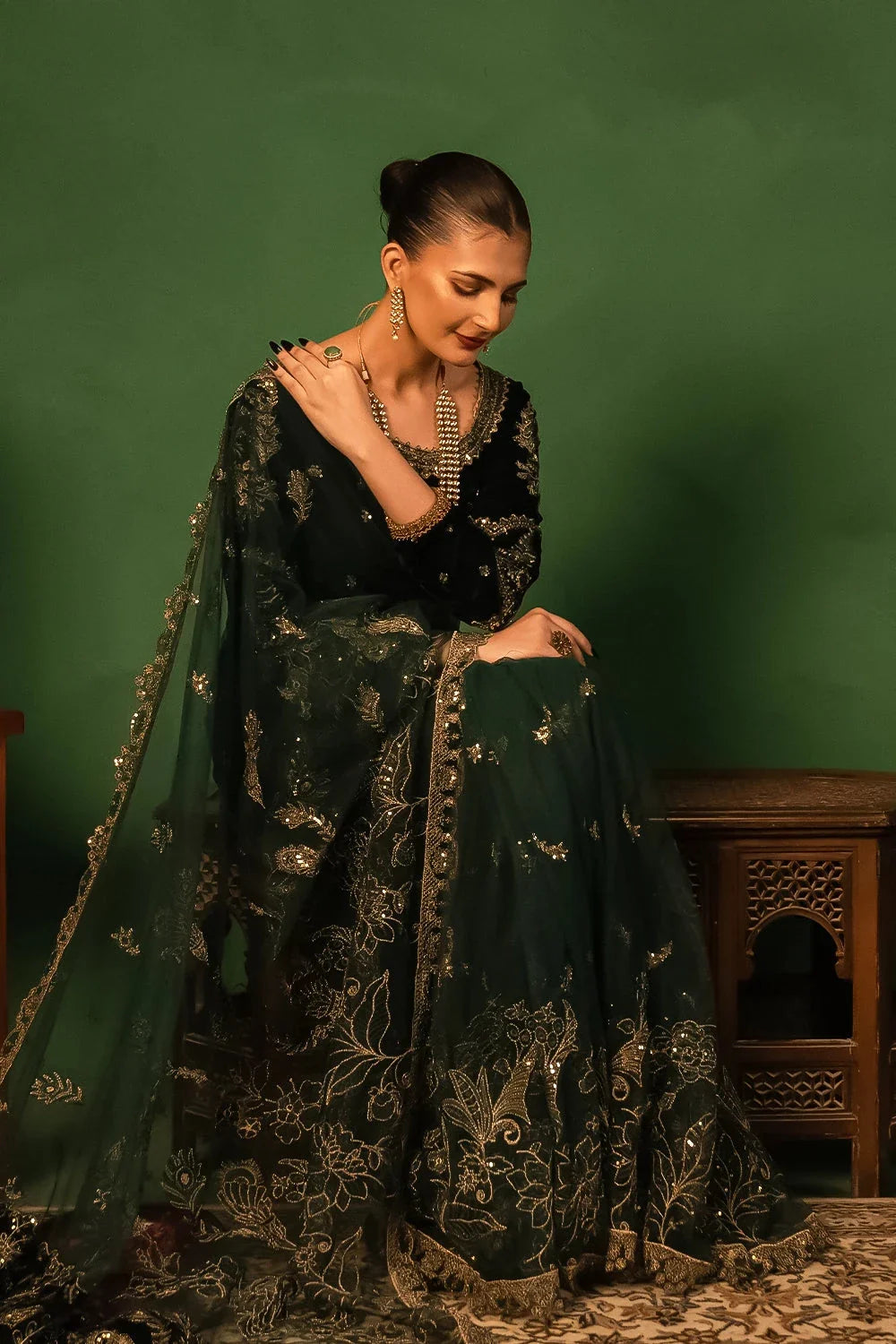 Embroidered Unstitched Luxury Saree KNAC-2994 Embroidered KHAS STORES 