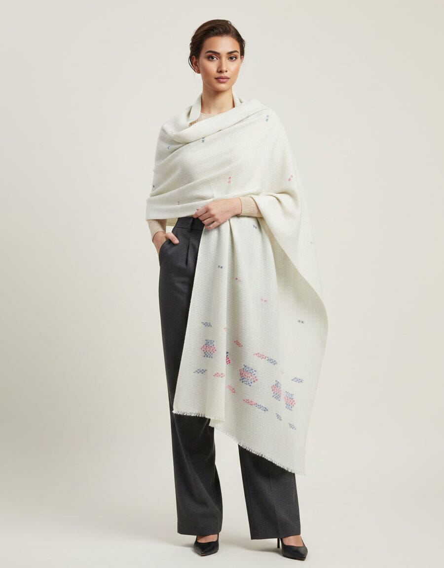 Khaddi Embroidered Shawl-08 Slate Apparel & Accessories KHAS STORES 
