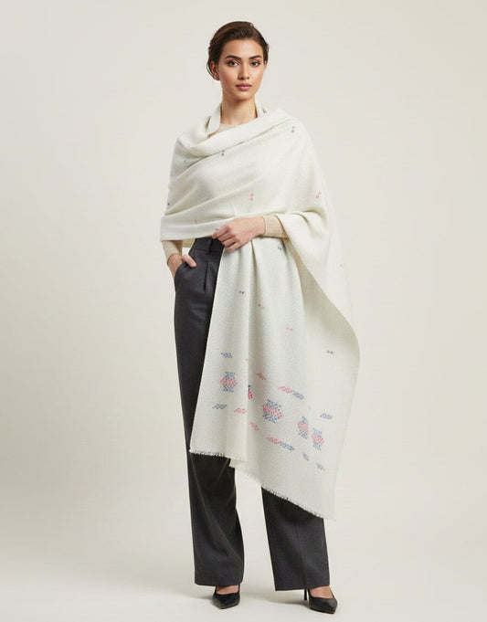 Khaddi Embroidered Shawl-08 Slate Apparel & Accessories KHAS STORES 