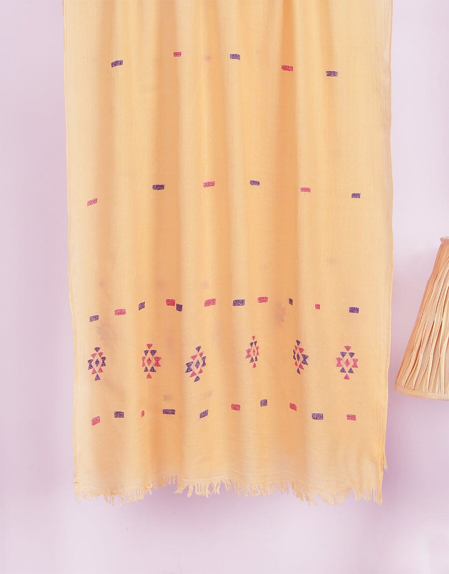 Khaddi Embroidered Shawl-3 Mustard Apparel & Accessories KHAS STORES 