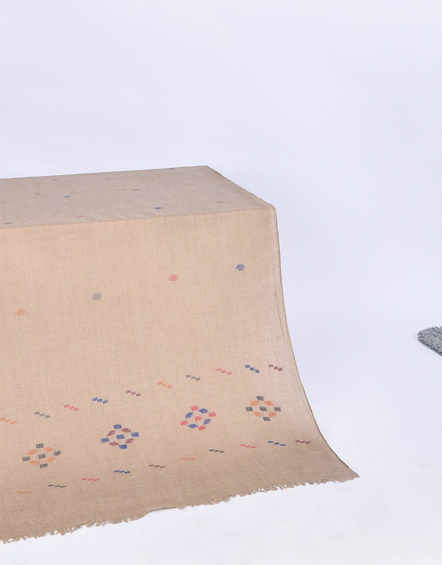 Khaddi Embroidered Shawl-6 Brown Apparel & Accessories KHAS STORES 