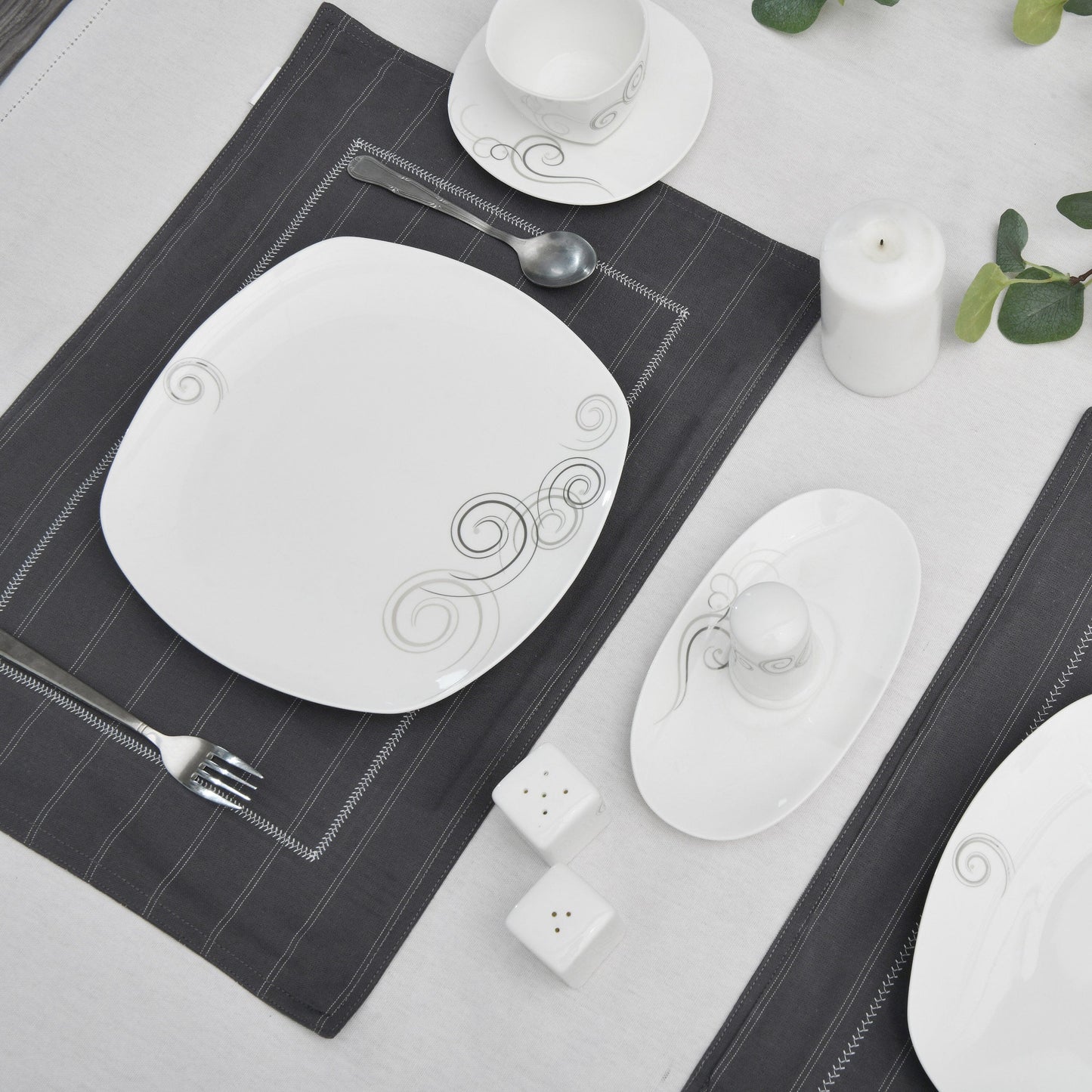 Kitchen Linen ASHEN Grey Kitchen Accessories HOMKITLIN Place Mat 