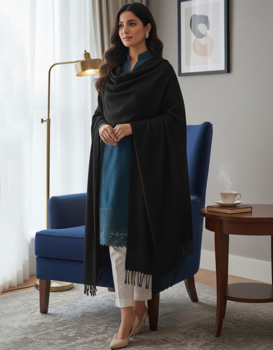 Plain Shawl-Black Apparel & Accessories KHAS STORES 