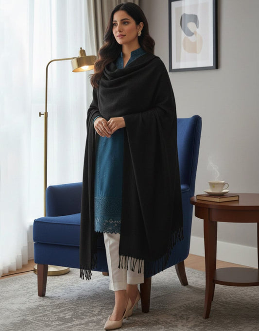 Plain Shawl-Black Apparel & Accessories KHAS STORES 