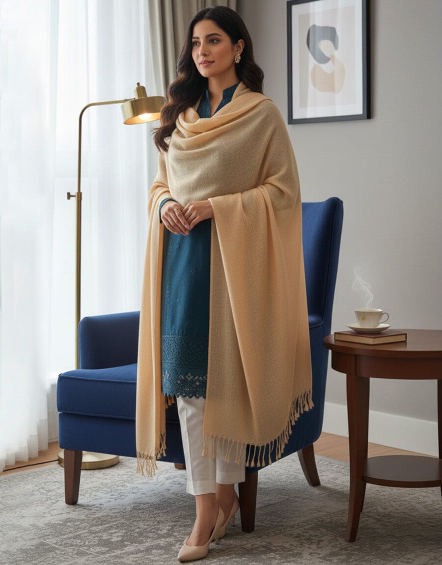 Plain Shawl-Cream Apparel & Accessories KHAS STORES 