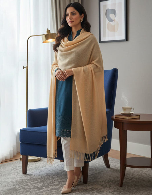 Plain Shawl-Cream Apparel & Accessories KHAS STORES 