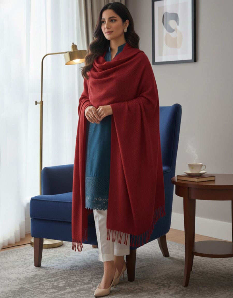 Plain Shawl-Maroon Apparel & Accessories KHAS STORES 