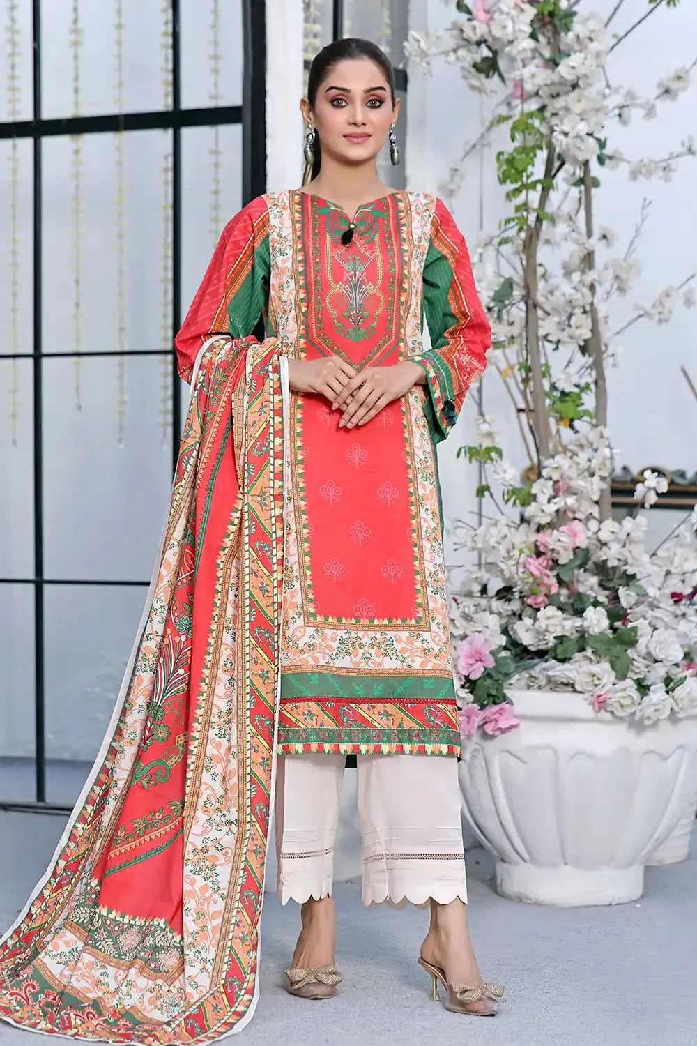 Stitched Printed Lawn Shirt and Dupatta KSD-2515 Printed KHAS STORES 