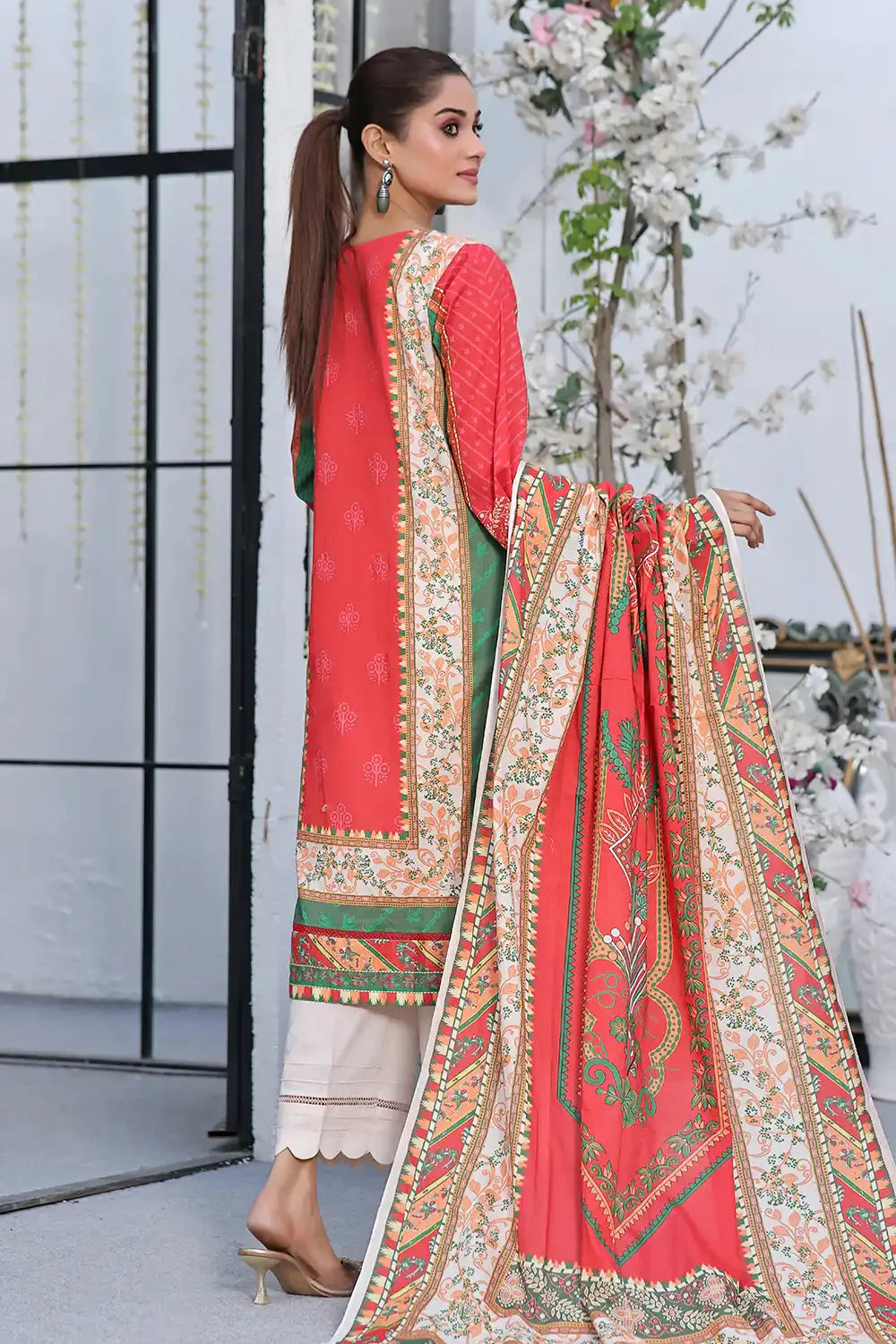 Stitched Printed Lawn Shirt and Dupatta KSD-2515 Printed KHAS STORES 