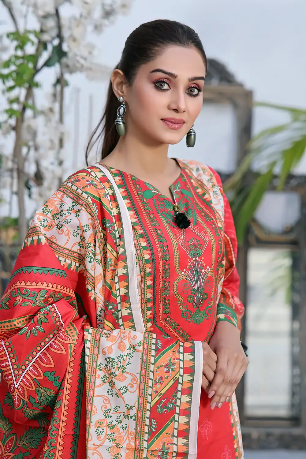 Stitched Printed Lawn Shirt and Dupatta KSD-2515 Printed KHAS STORES 