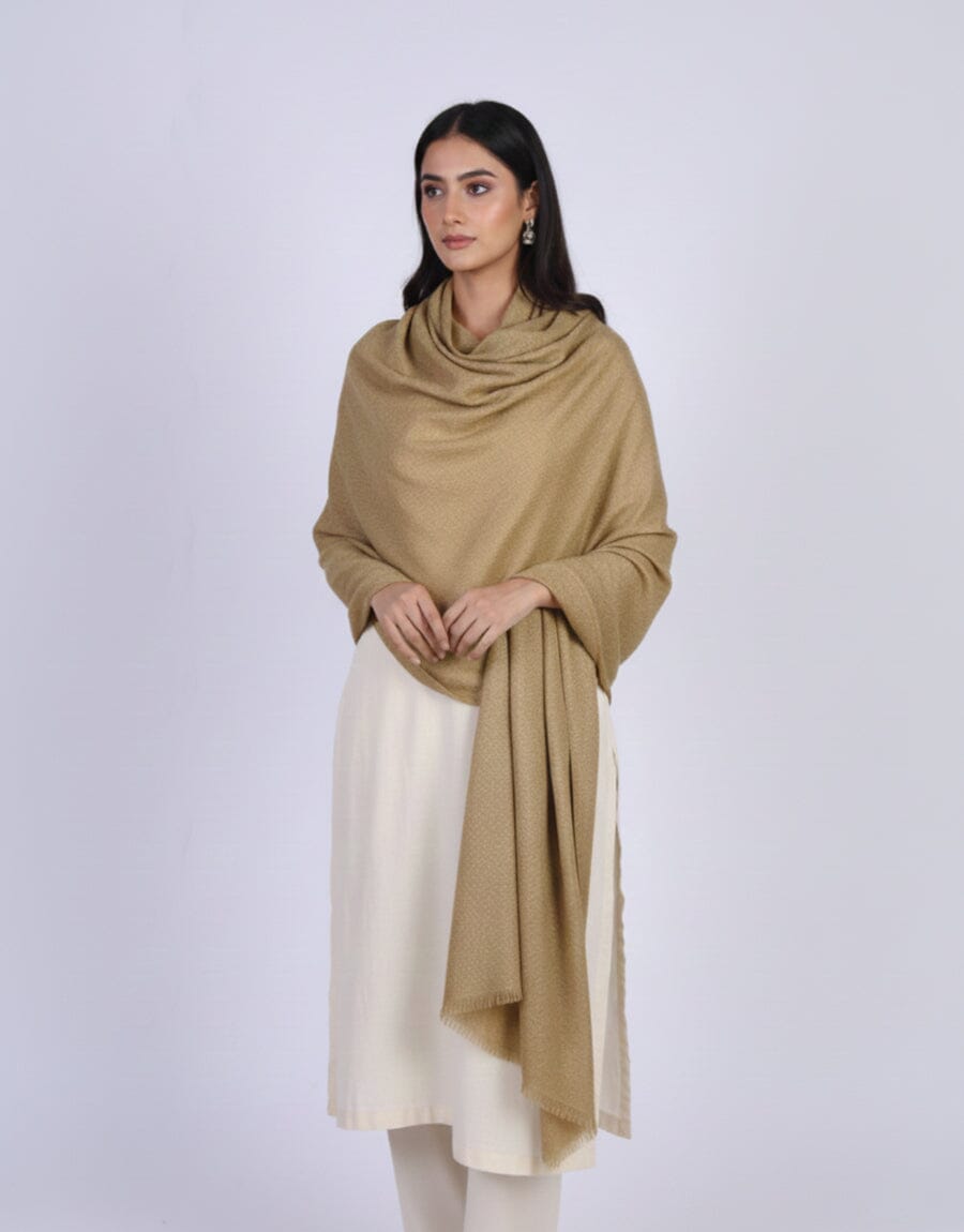 Wool Shawl-Beige Apparel & Accessories KHAS STORES 