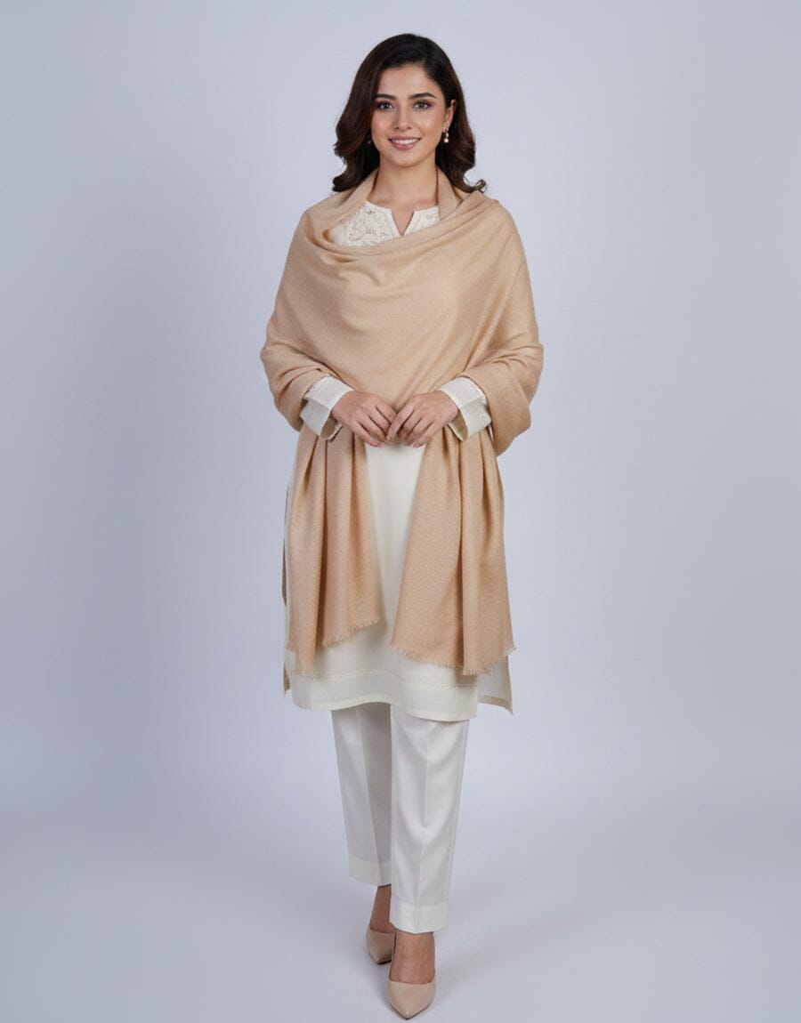 Wool Shawl-Light Peach Apparel & Accessories KHAS STORES 