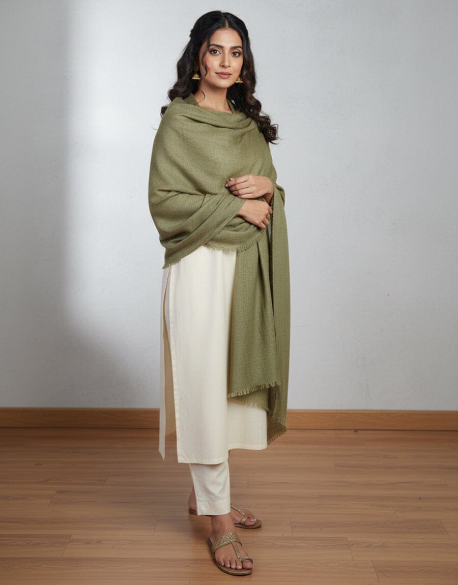 Wool Shawl-Olive Apparel & Accessories KHAS STORES 