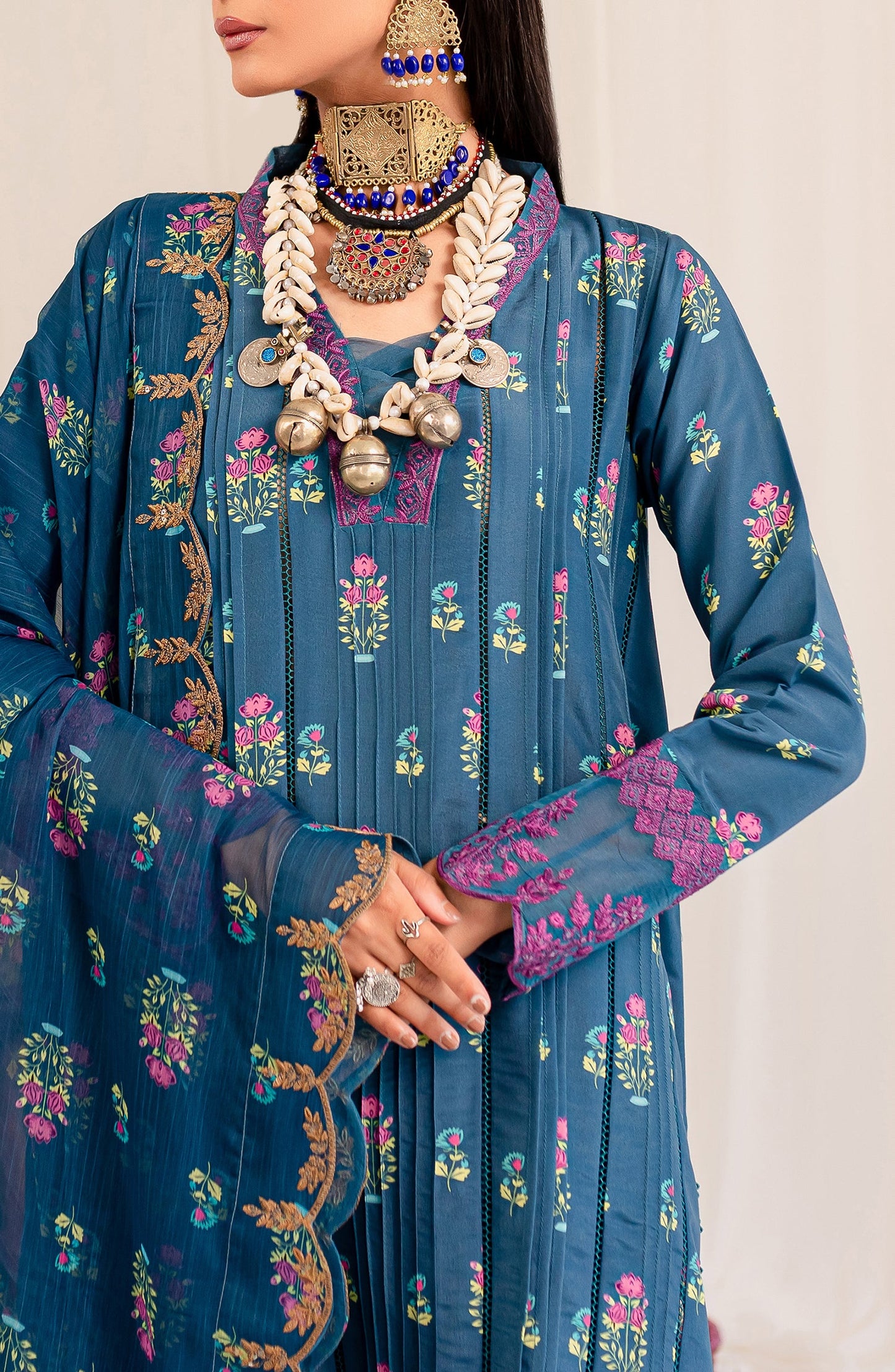 Printed Embroidered Lawn - Sapphire (MLFD-164)