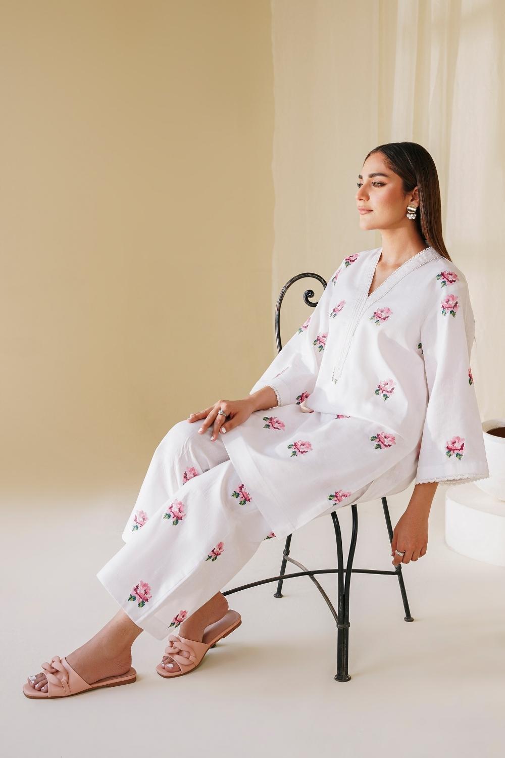 2 PC Stitched | Lawn Embroidered Shirt + Trouser