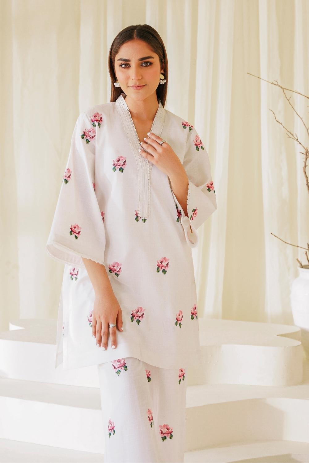 2 PC Stitched | Lawn Embroidered Shirt + Trouser