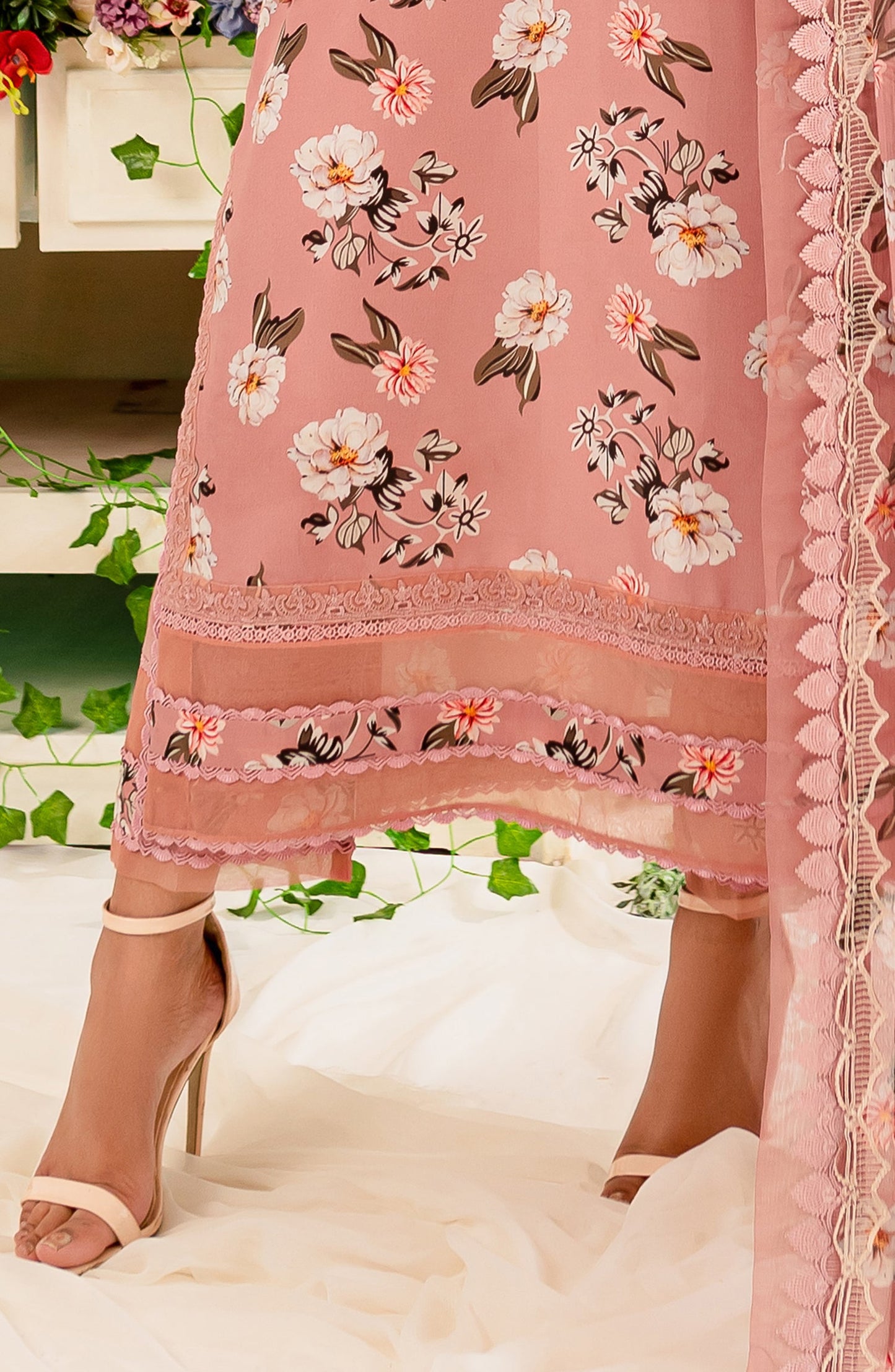 Printed Embroidered Lawn - Rose (MLFD-163)