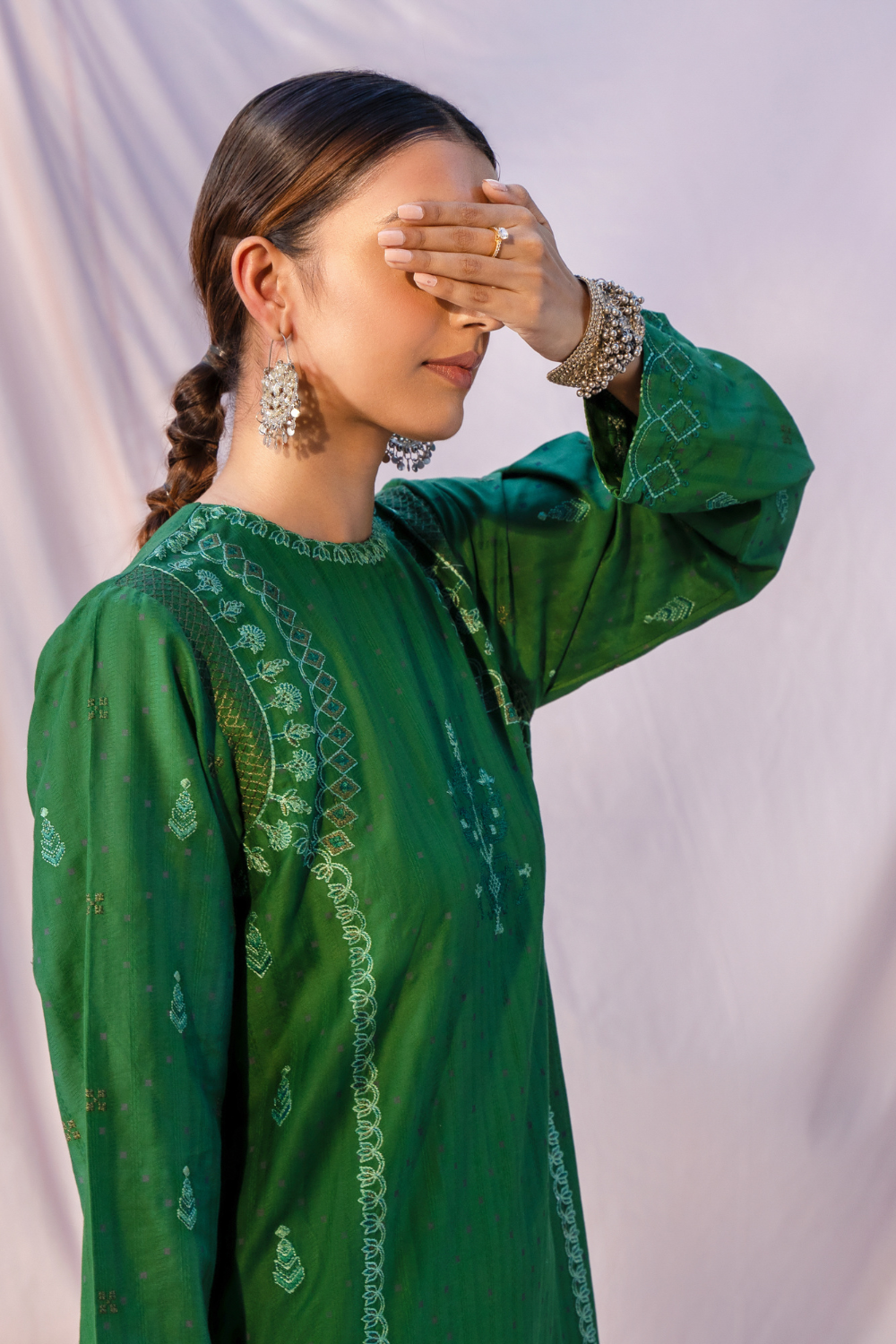 1 PC Stitched | Jacquard Embroidered Shirt