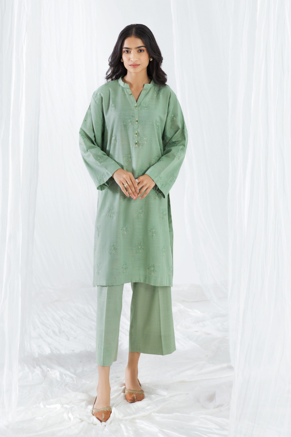 2 PC Unstitched | Khaddar Embroidered Shirt + Trouser