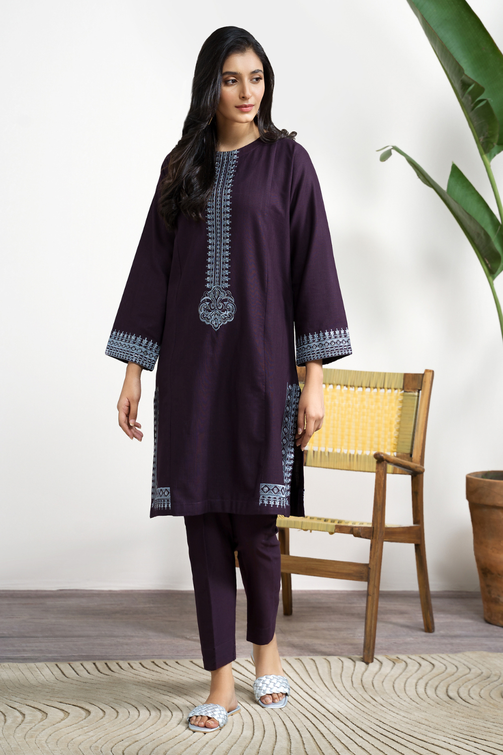 2 PC Stitched | Khaddar Embroidered Shirt + Trouser