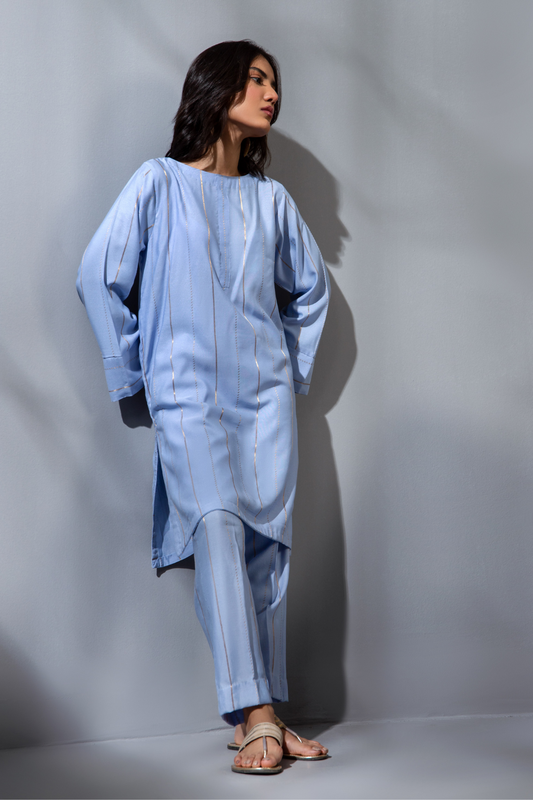 2 PC Stitched |  Yarn Dyed Fancy Jacquard Shirt  + Trouser