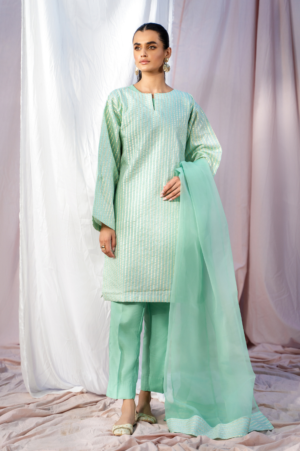 4 PC Stitched | Silk Suit