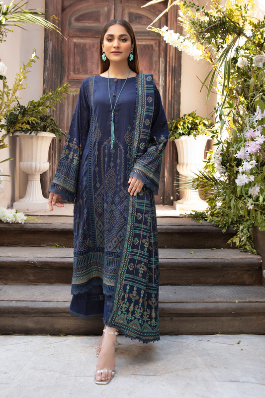 3 PC Unstitched Printed Lawn Suit