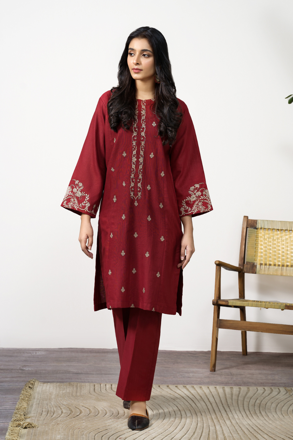 2 PC Stitched | Khaddar Embroidered Shirt + Trouser