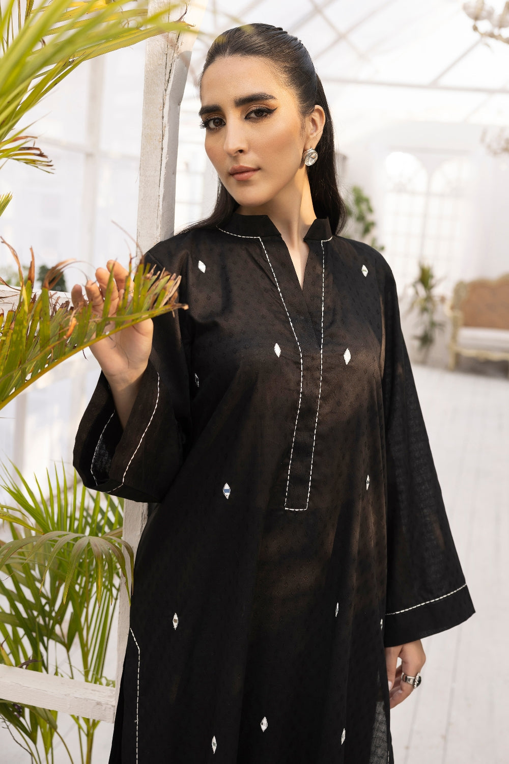 2 PC Stitched | Embroidered Jacquard Cotton Shirt+ Trouser