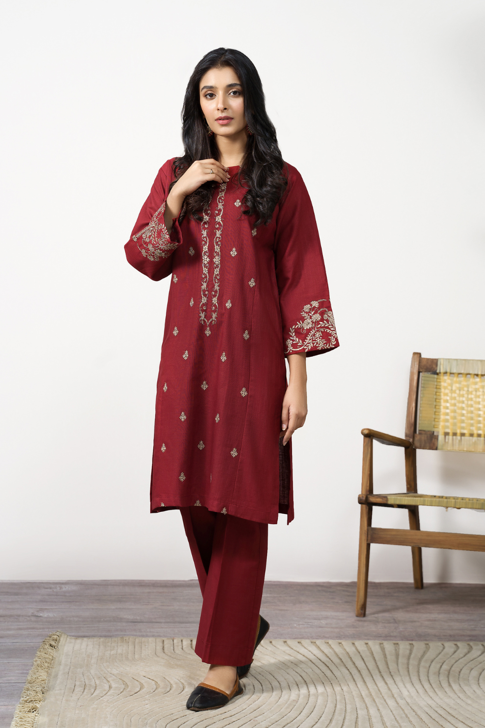 2 PC Stitched | Khaddar Embroidered Shirt + Trouser