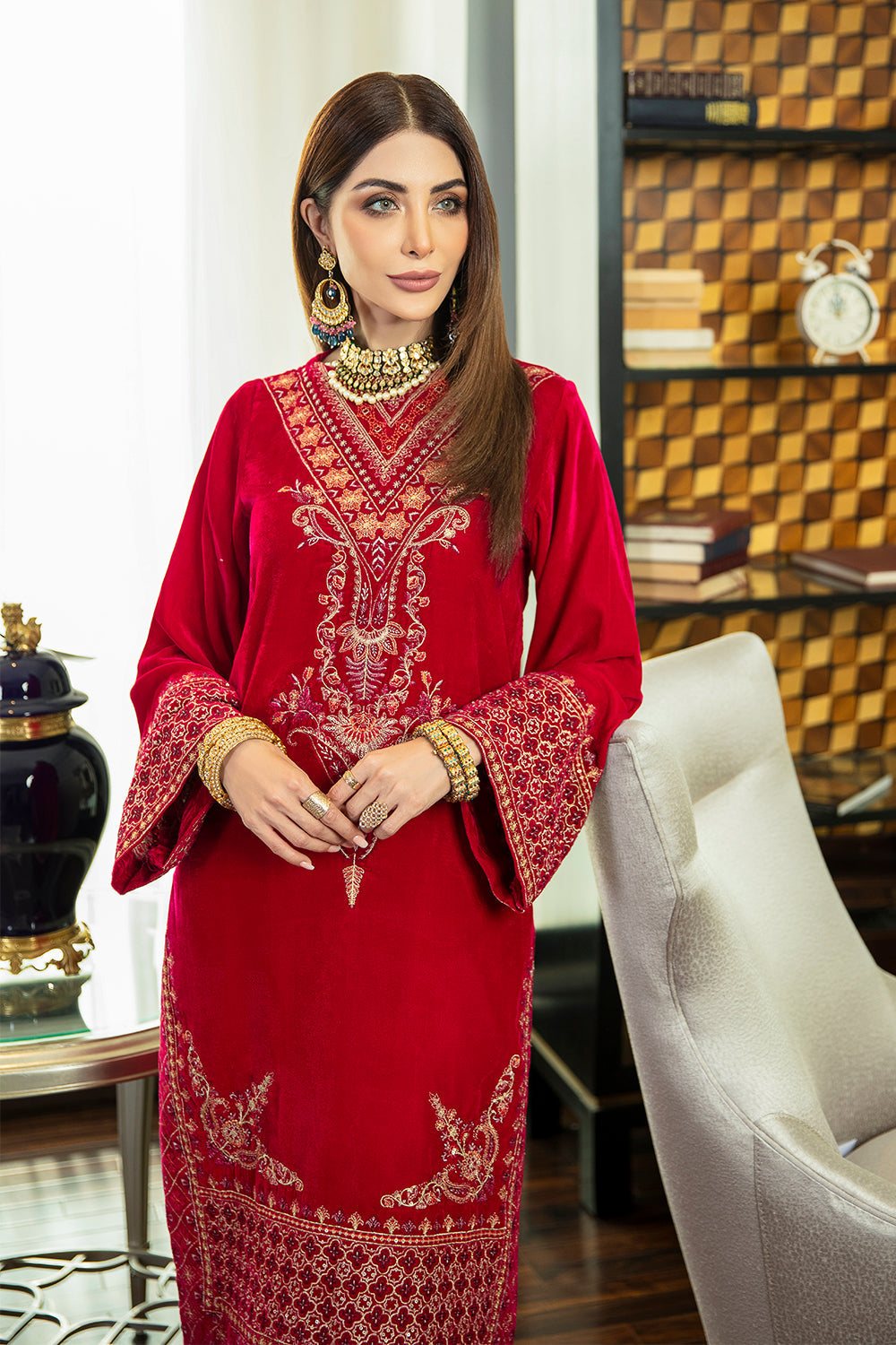 2 PC Stitched Embroidered Suit