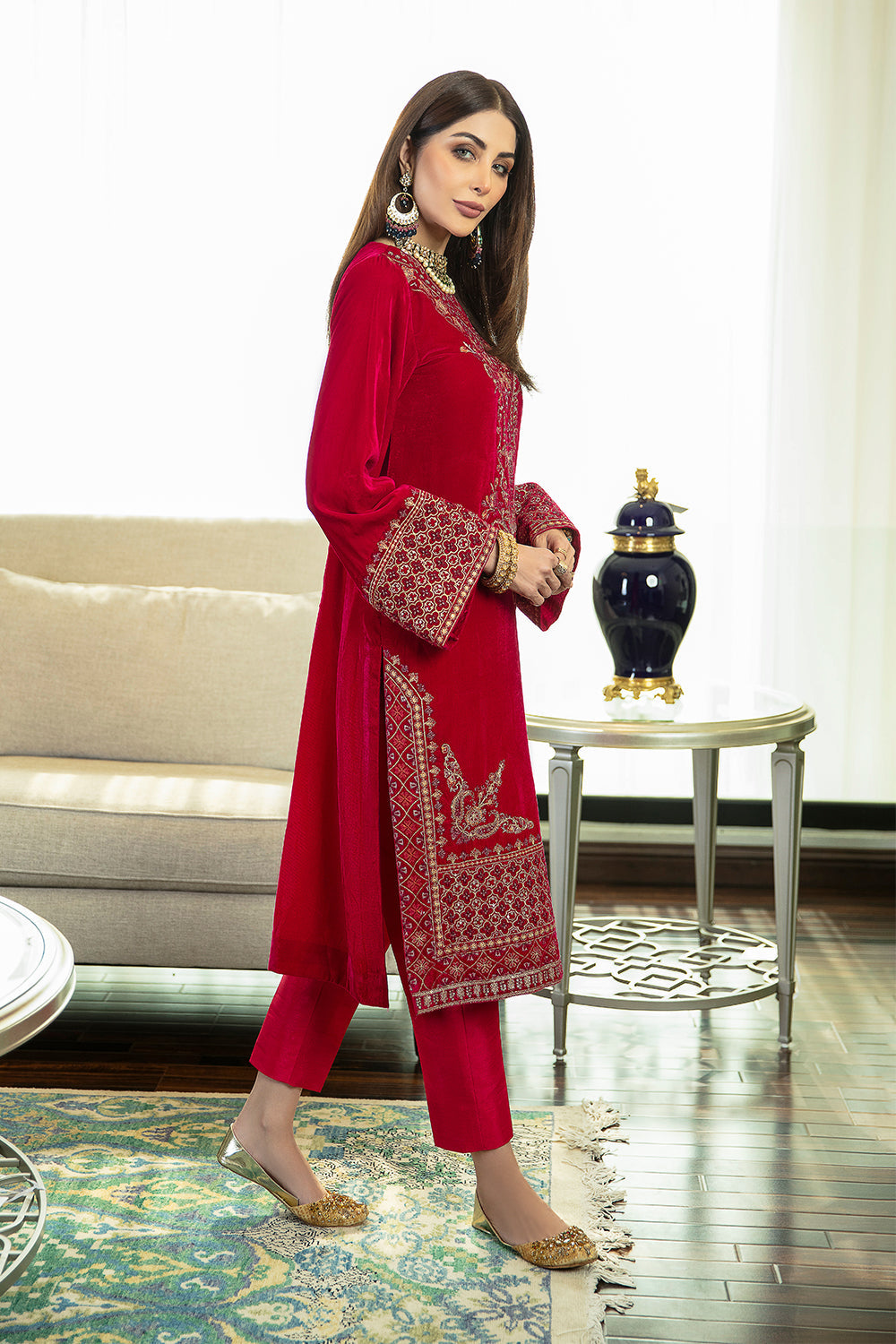 2 PC Stitched Embroidered Suit