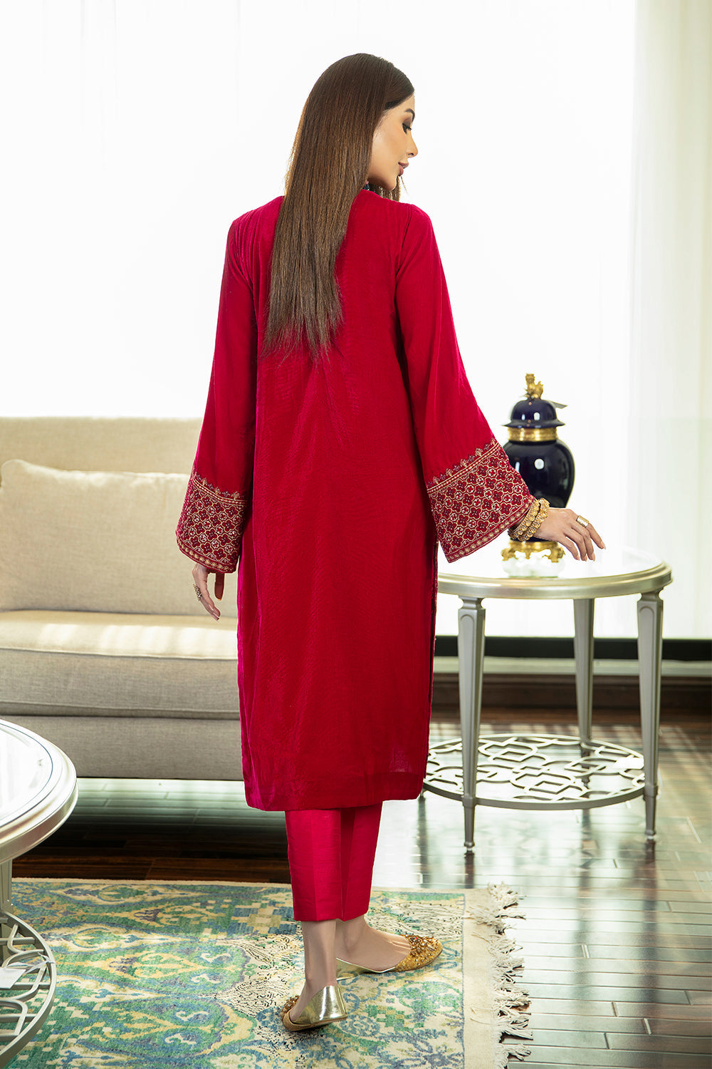 2 PC Stitched Embroidered Suit