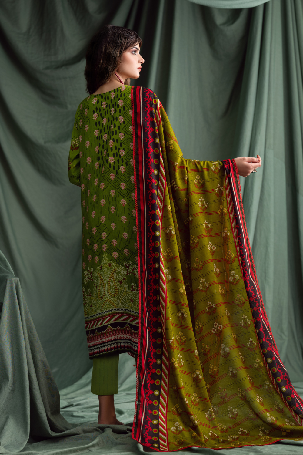 3PC Unstitched | Printed Linen Suit | Jacquard Dupatta