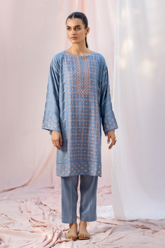 2 PC Stitched | Viscose Dobby Embroidered Shirt + Trouser